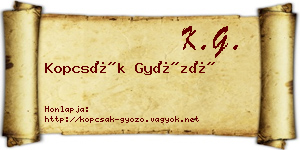 Kopcsák Győző névjegykártya